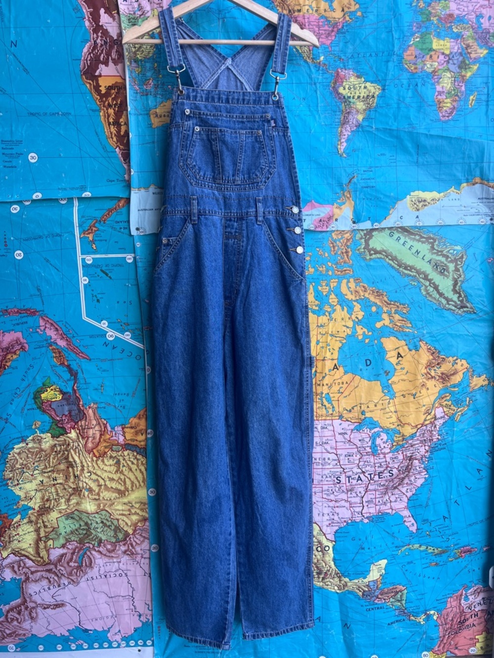 Vintage LONDON LONDON Classic Indigo Wide-Leg Denim Overalls